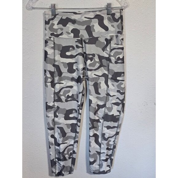 Bally Total Fitness Work Out  Womens Cropped Camo Leggings Pants Gray Size Med - Picture 1 of 5